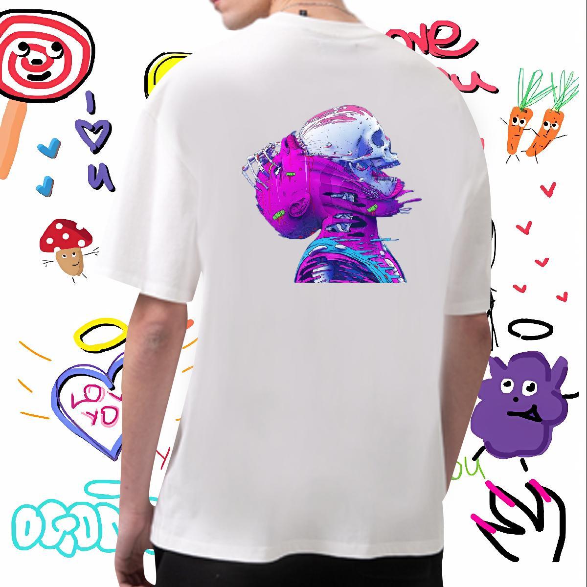 Fashion New T Shirt For Man skull Top Tees 230g Cotton Hip Hop Street Loose Fit Custom Big Size Short Sleeve Soft Couples T Shirts