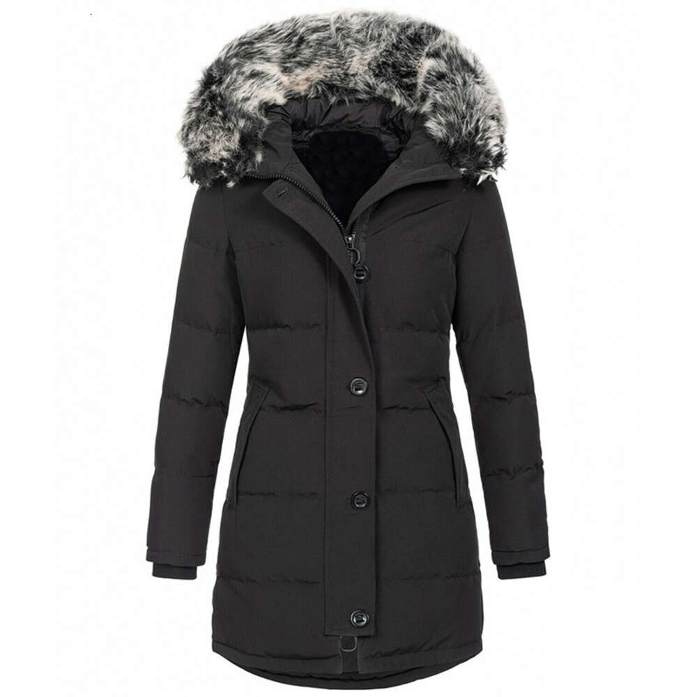 2022 Winter Women's Hooded Sleeve Warm Zipper Cotton Clothes Overcoming the Long Coat Style H87#128