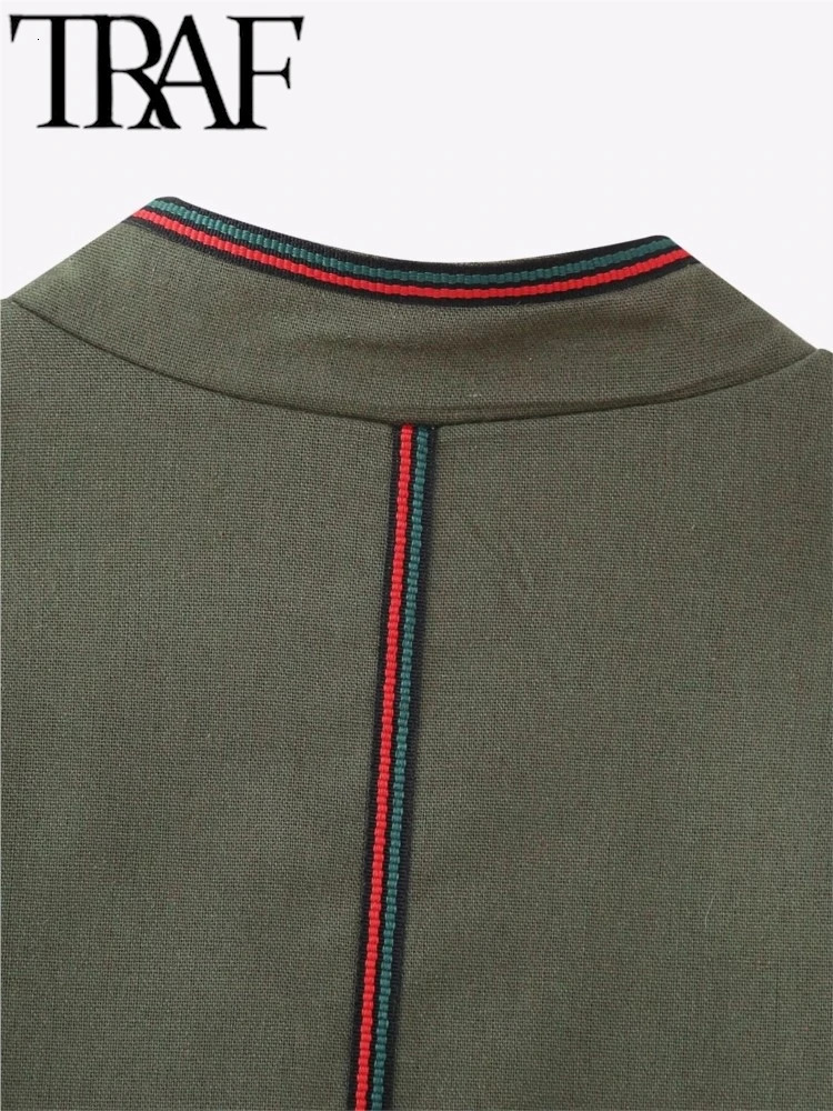 TRAF GAL Spring Red Embroidered Jacket Women Short Cardigan Long Sleeve Stand Collar Vintage Coat Female Crop Top Y2k 240807