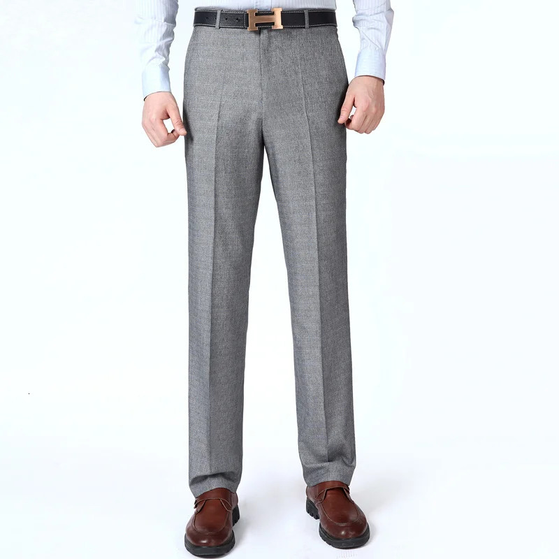 Pants Suit Men Length Classic Summer Grey Dress Trousers Office Business Male Big Size 44 42 40 240806