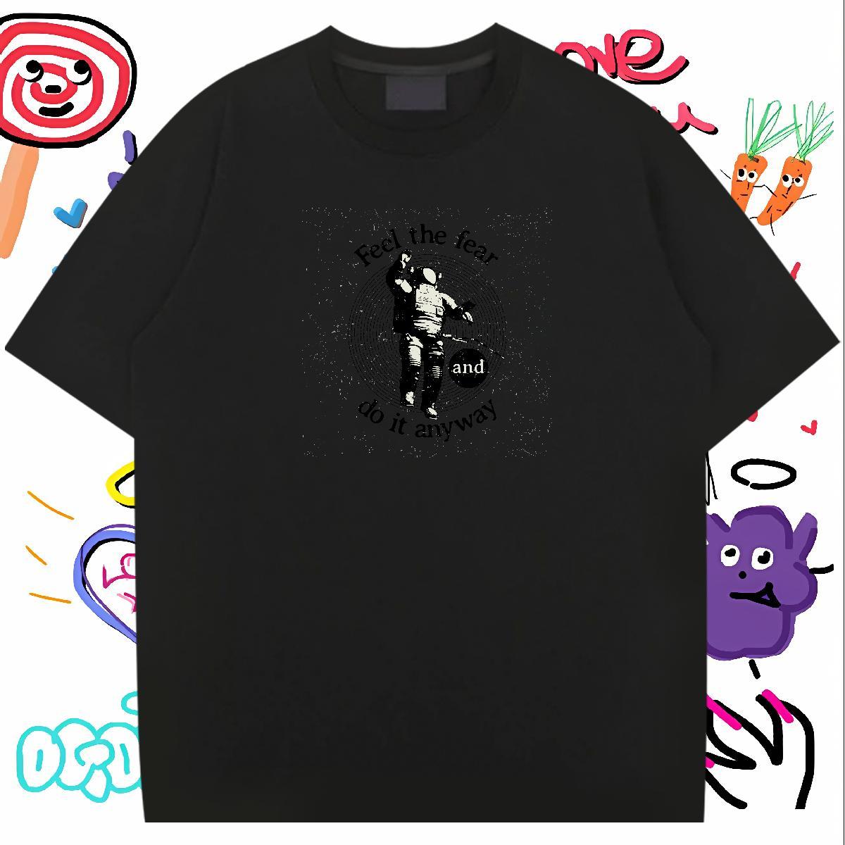 Designer Fashion T-Shirts for Men spaceman Tops 230g 100% Cotton Street Soft Oversized 4XL O Neck Short Sleeves Men Tops Tees