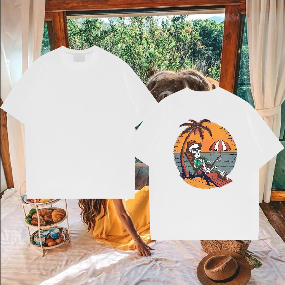 Fashion Designer T-Shirts sea Tops Tees 100% Cotton 230g Anime Printing Street Brand DIY Logo Oversized Breathable Soft Men Clothes T-Shirt