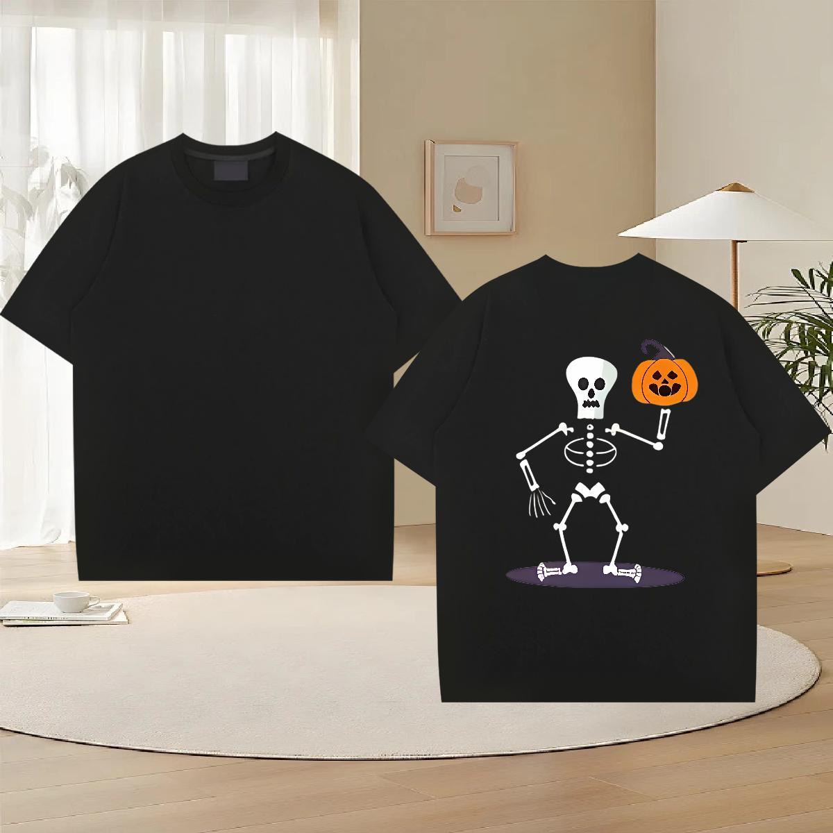 Designer Fashion T-Shirts for Men pumpkin Clothes 230g Cotton Hip Hop Cool Cartoon Print Breathable Men Clothes T-Shirt