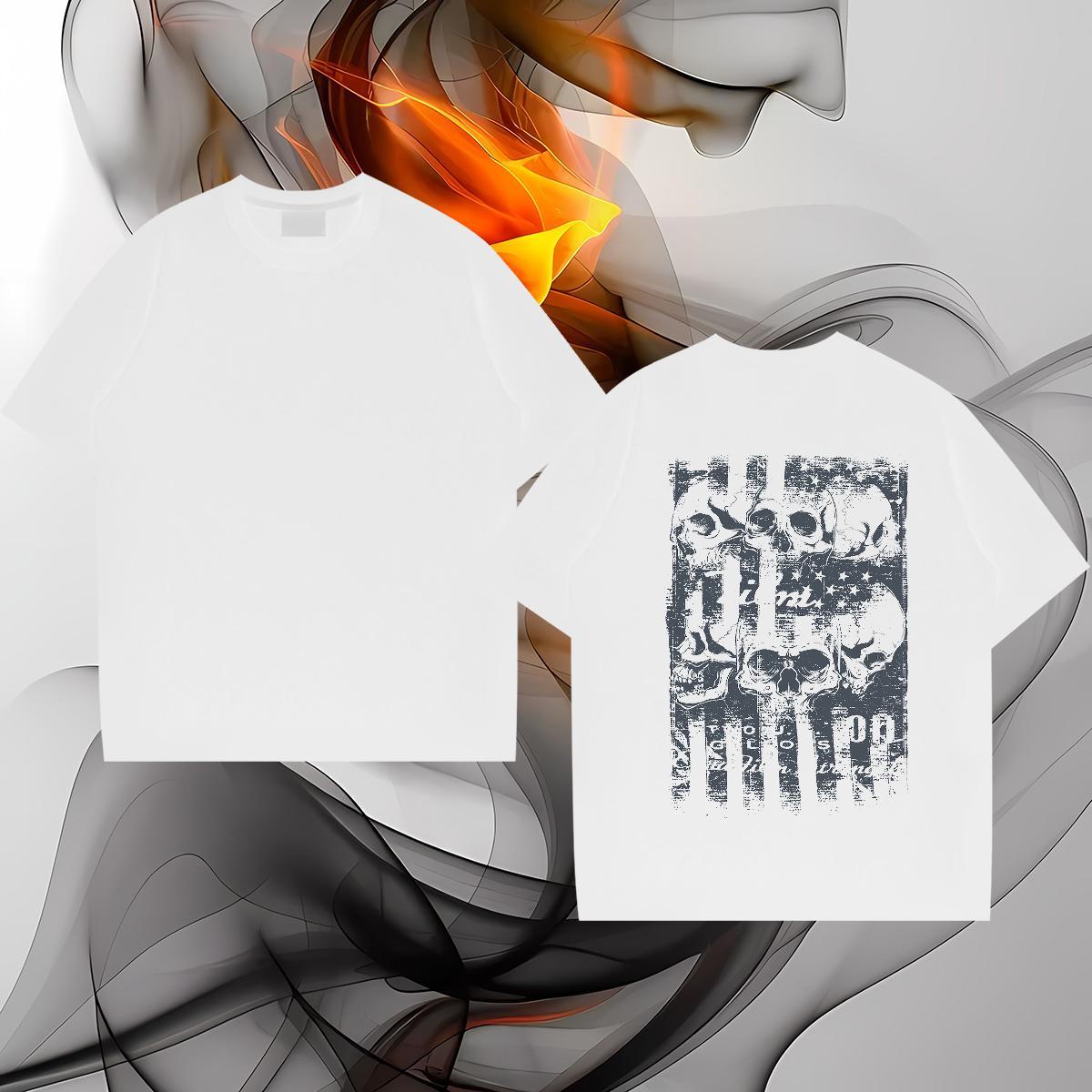 Designer Fashion T Shirt For Man skull Polos 230g 100% Cotton Casual Beach Loose Fit DIY Printed Crew Neck Breathable Men Tees