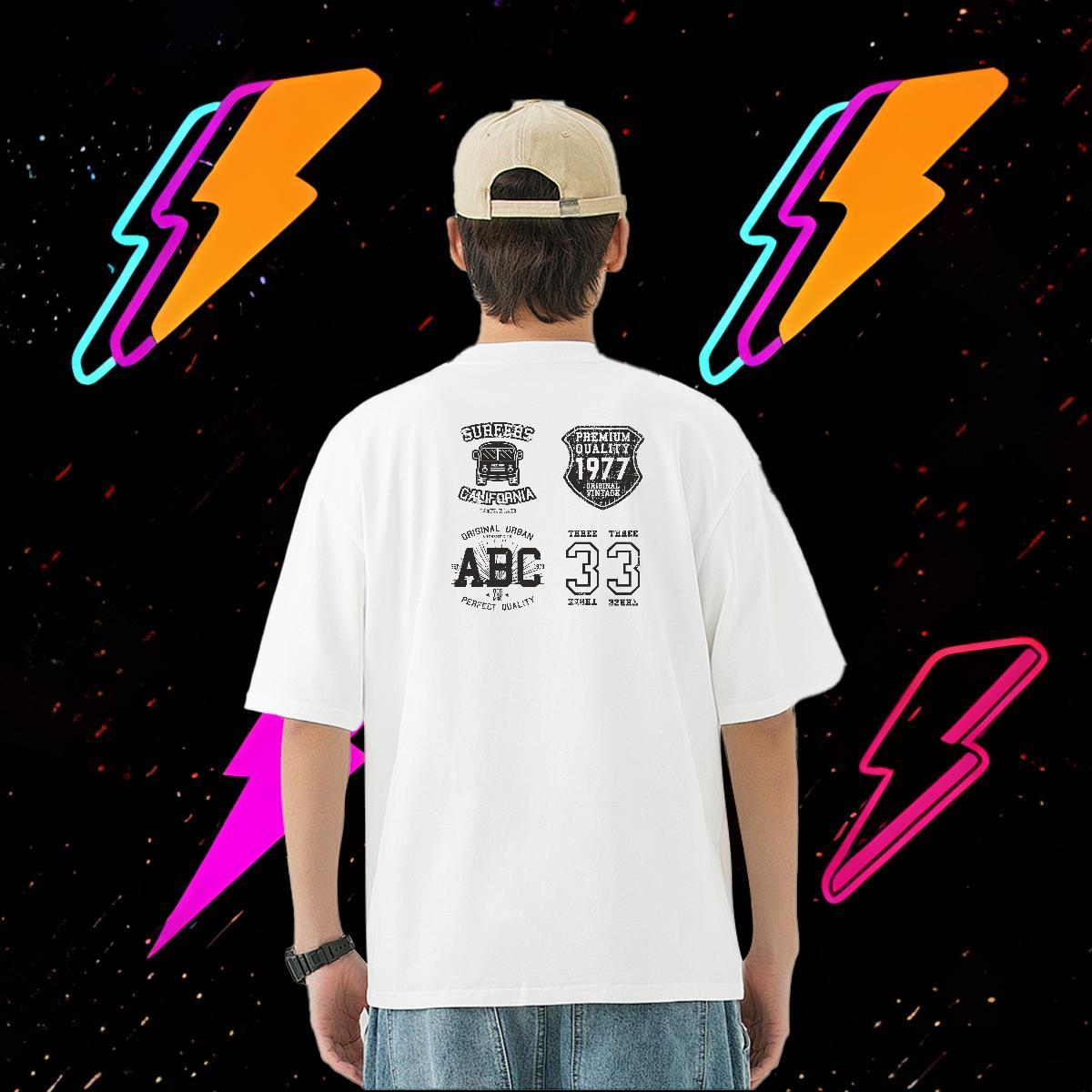 2024 Summer T shirt letter Tops Tees 100% Cotton 230g Daily Outfit Cool DIY Printed Short Sleeve O-Neck Men Tees