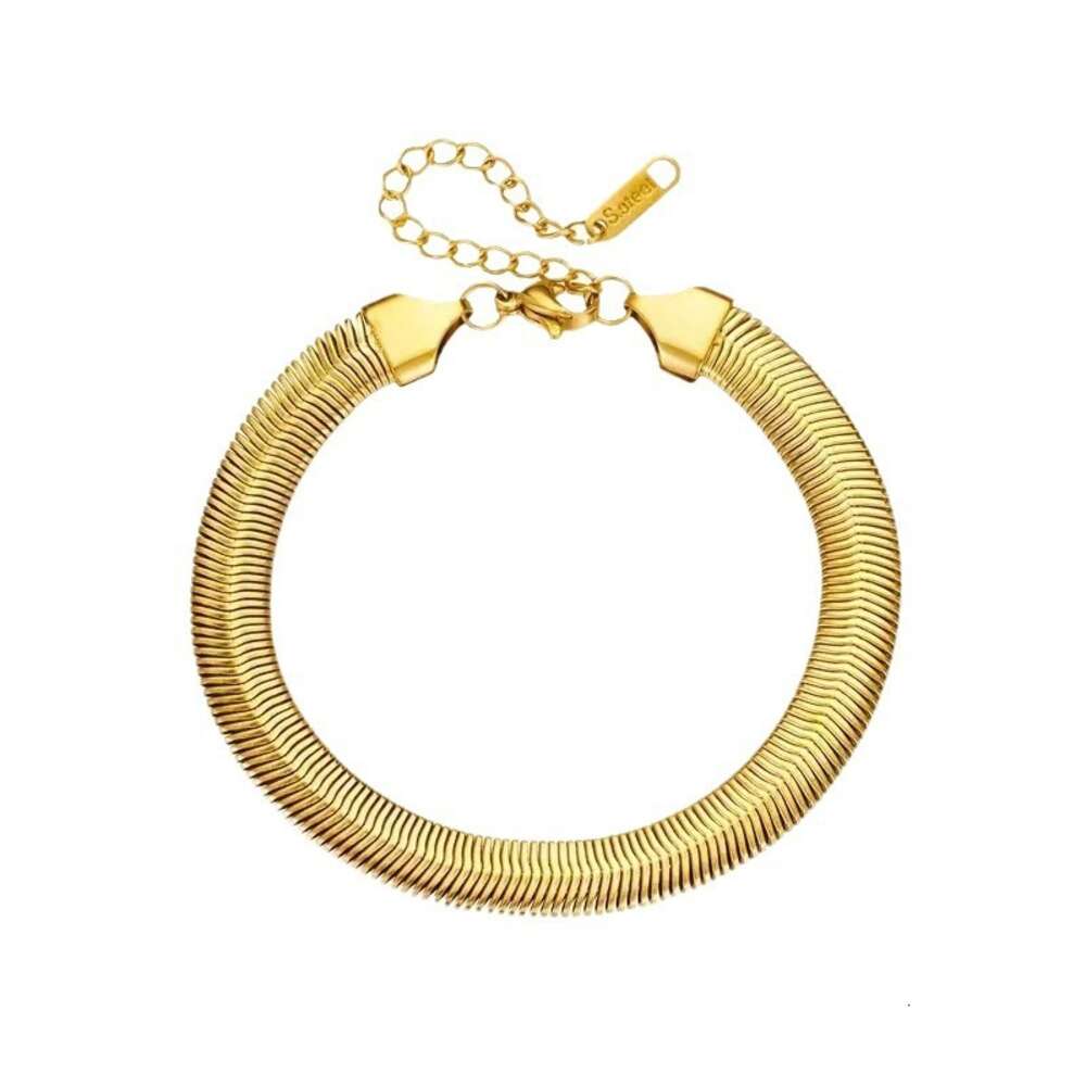 Fashionable minimalist 8mm flat snake bone chain titanium steel bracelet for women, trendy internet celebrity, personalized and niche design, handmade