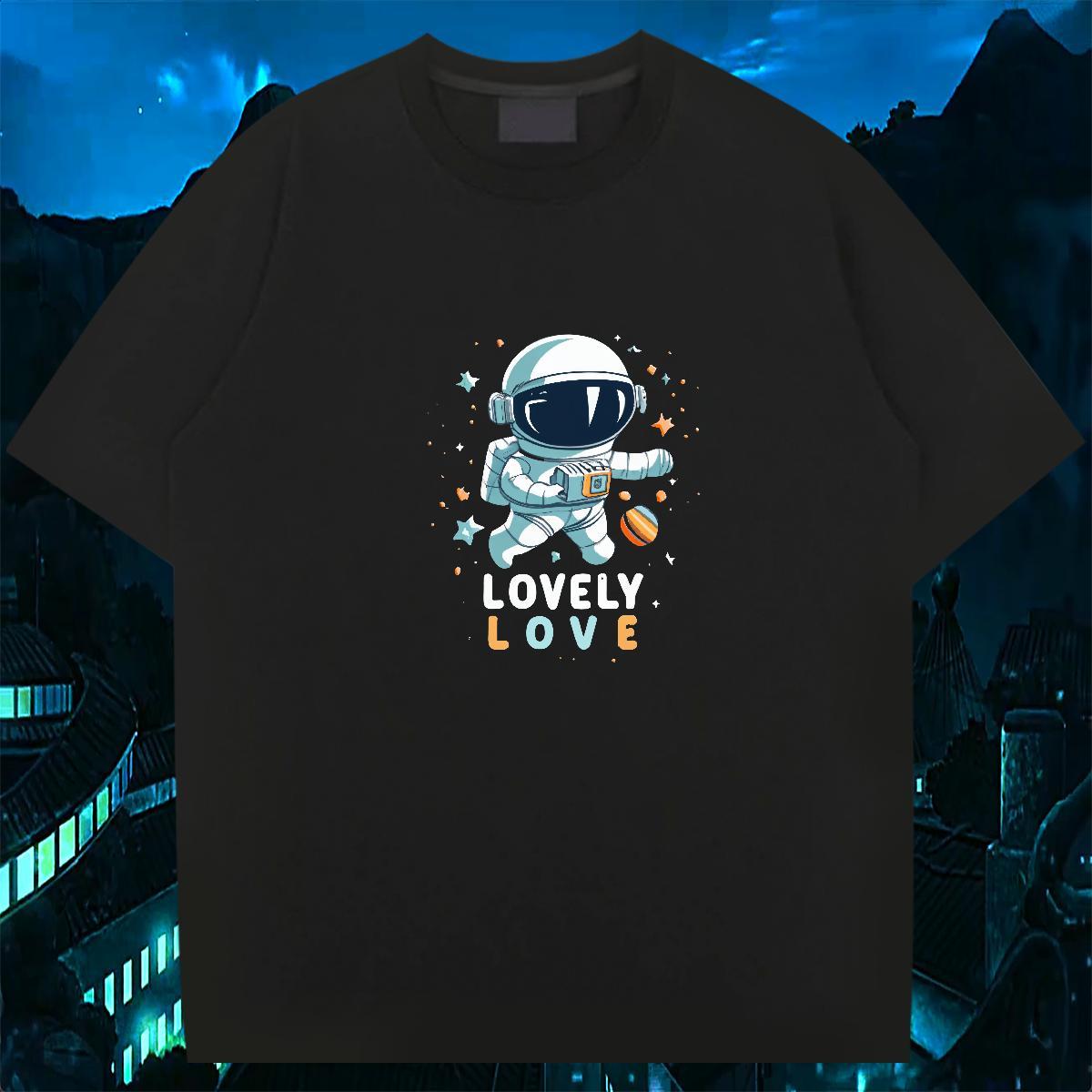 2024 Summer Mens T Shirts spaceman Tee Shirt 230g Pure Cotton Summer Casual Cool Graphic Breathable Crew Neck Couples T Shirts