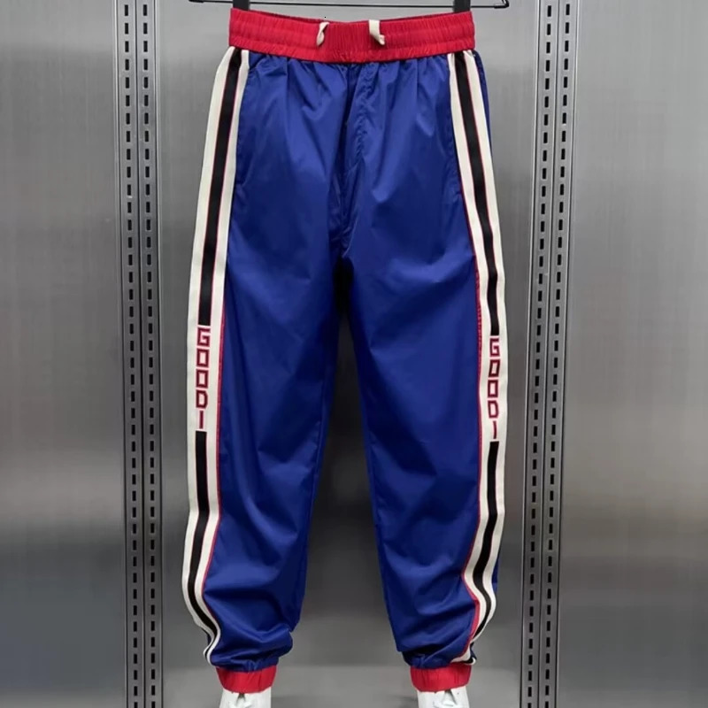 2024 Mens Jogger Casual Pants Korean Sports Running Gym Fitness Blue Trouser Clothing Digital Printing 240807
