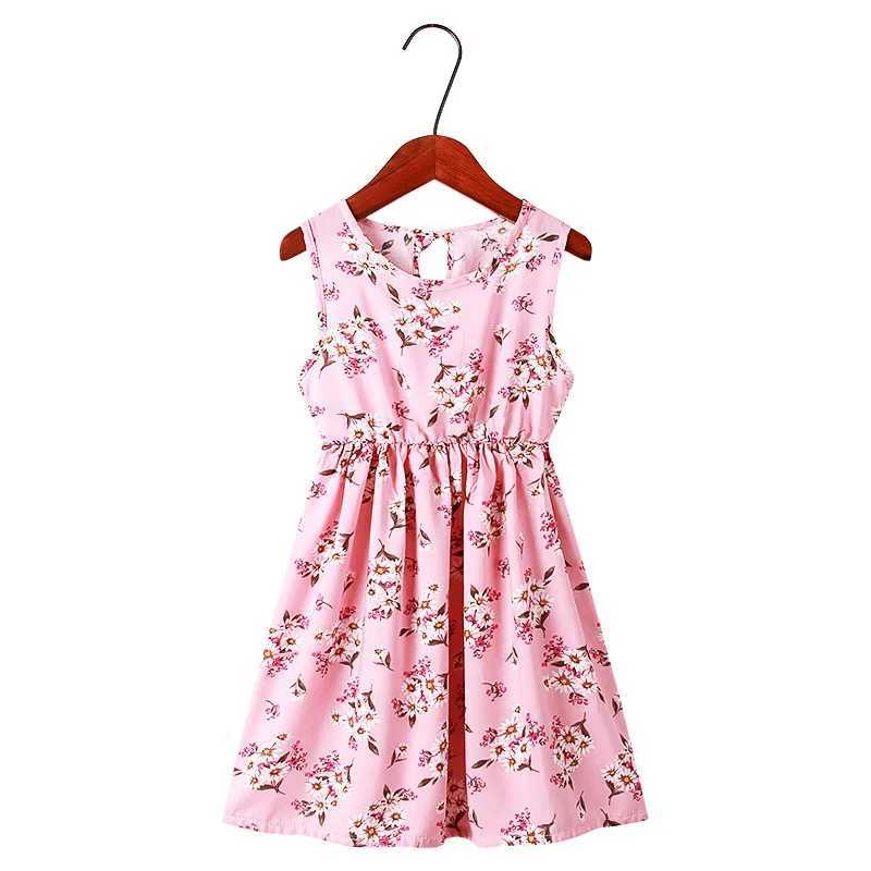 2017 Summer Gilrs Casual Dress 2-12 Year Childrens Cute Printed Leaf Vest Princess Dress Childrens Silk Cotton Sleeveless ClothingW240720