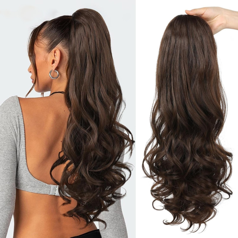 Ponytails Synthetic Hair Drawstring Ponytail Curly Wavy High Temperature Fiber 26inch Hair Extensions 4H27D# 8/33A# T2/1001#