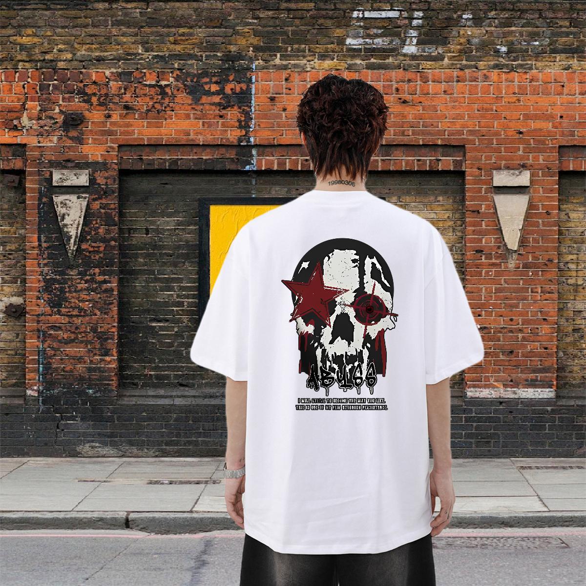 Fashion Design T shirt skull Tops Shirt 230g Cotton Street Casual Cool Design Anime Print O-Neck Short Sleeve Men Clothes T-Shirt