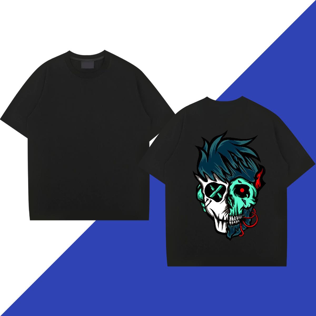 Classic Mens T Shirts skull Tee Shirt 100% Cotton 230g Street High Quality DIY Anime Breathable Crew Neck Men Tshirts