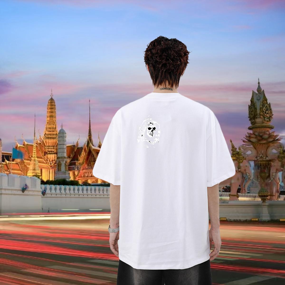 Brand Men T Shirts skull Clothes 230g 100% Cotton Street Wear Comfortable Custom Anime Breathable Crew Neck Tshirts