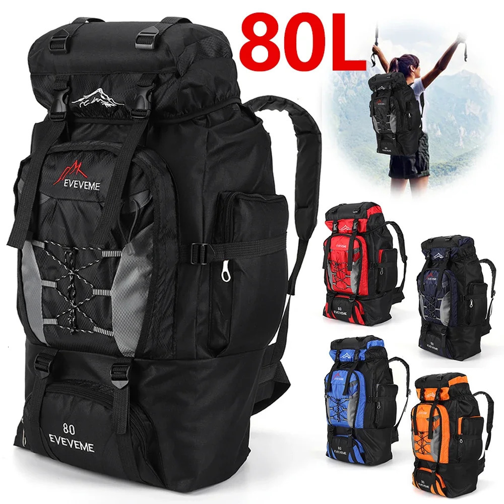 Large 80L travel bag camping backpack hiking army mountain sports outdoor shoulder 240807 653f 4