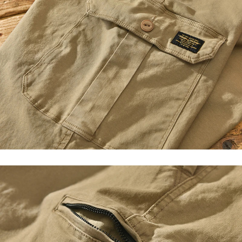 Spring and Autumn Pure Cotton Cargo Pants Men MultiPocket Casual Vintage Trousers AZ314 240806