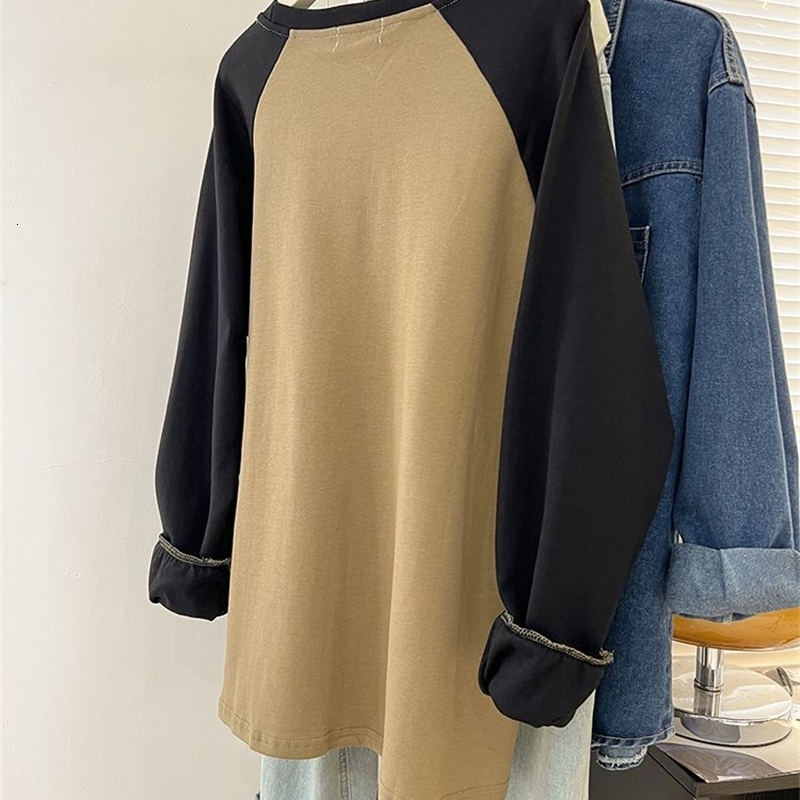 Women Clothing Fashion Casual Round Neck Sweatshirt Spring Autumn Solid Long Sleeve Top Tee Lady Y2K Loose Vintage Pullover 240806
