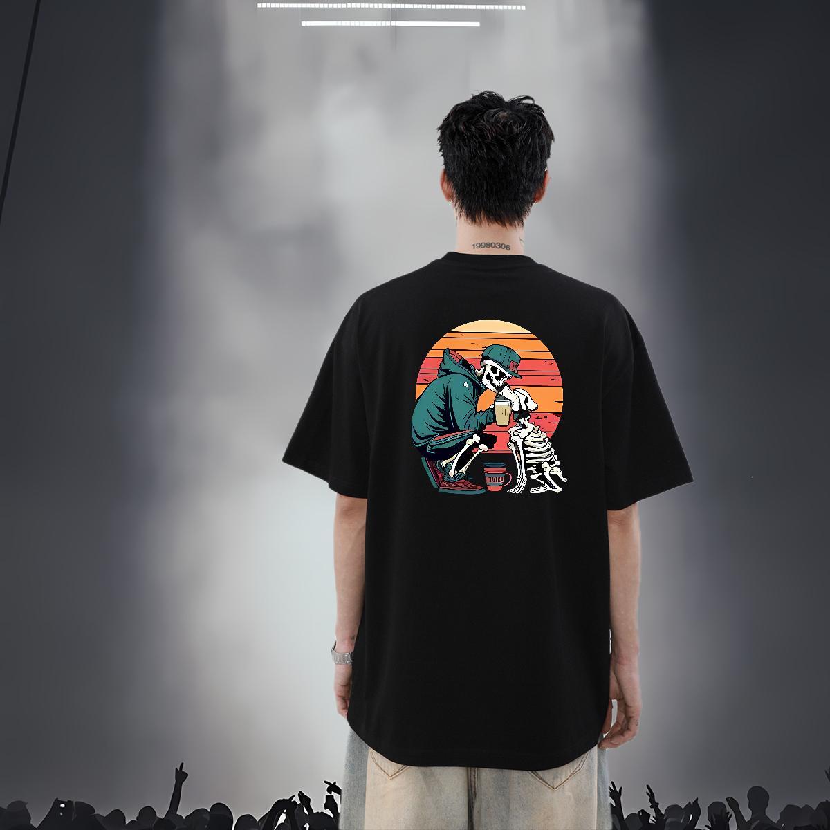 2024 New T-Shirts skull Polos 230g Cotton Hip Hop Street TOP Quality Skull Breathable Crew Neck Tshirts