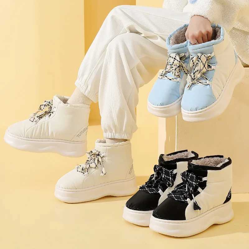 Boots Winter Shoes Waterproof Boots Ladies Snow Boots Plush Cold-proof Warm Ankle Lace Boot For Female Winter Shoe Booties Botas Mujer H240709