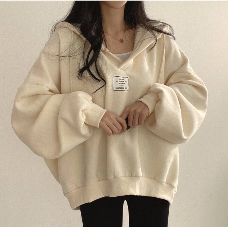 2024 winter new patch design, and niche, loose Korean version, internet famous, student couple hooded hoodie for women