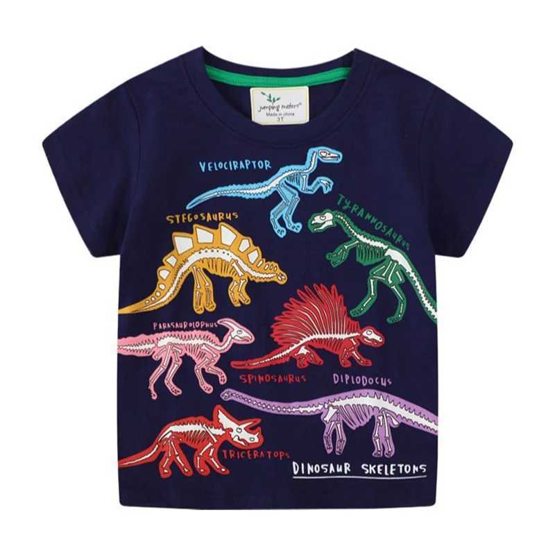 Summer childrens fashion cartoon glowing dinosaur short sleeved T-shirt boys breathable shirt zipper top childrens clothingW240718