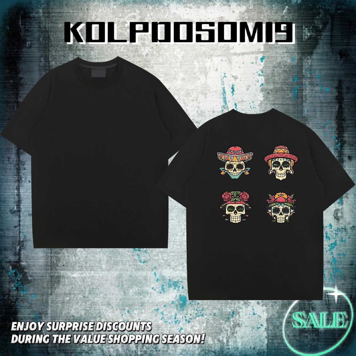 Fashion Designer T shirt skull Tops 230g 100% Cotton Sport Cool Design DIY Printed Breathable Crew Neck Mens Tshirts