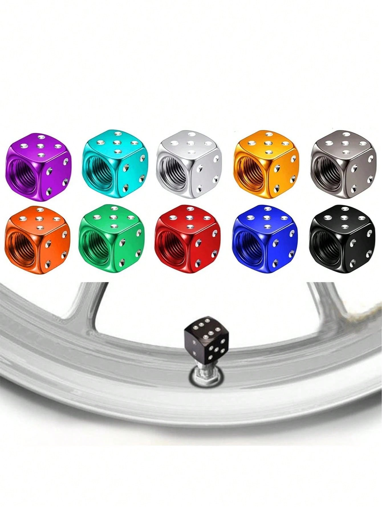 4pcs car tire colorful aluminum alloy dice valve cap dust cap