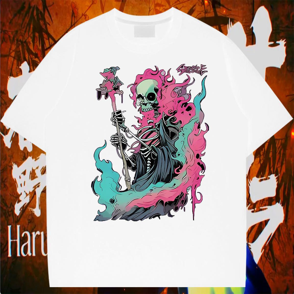 Fashion T shirt skull Tops Shirt 230g 100% Cotton Sports Casual Cool Design Custom Printing Breathable Short Sleeve Men Tshirts