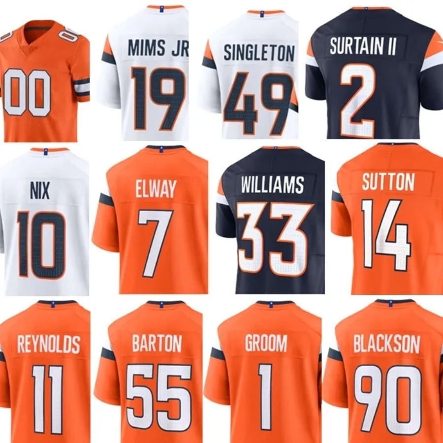 Garett Bolles Javonte Williams Bo Nix D.J. Jones Pat Surtain II John Franklin-Myers Brandon Jones Jarrett Stidham Wil Lutz Josh Reynolds Adam Trautman Football Jerseys