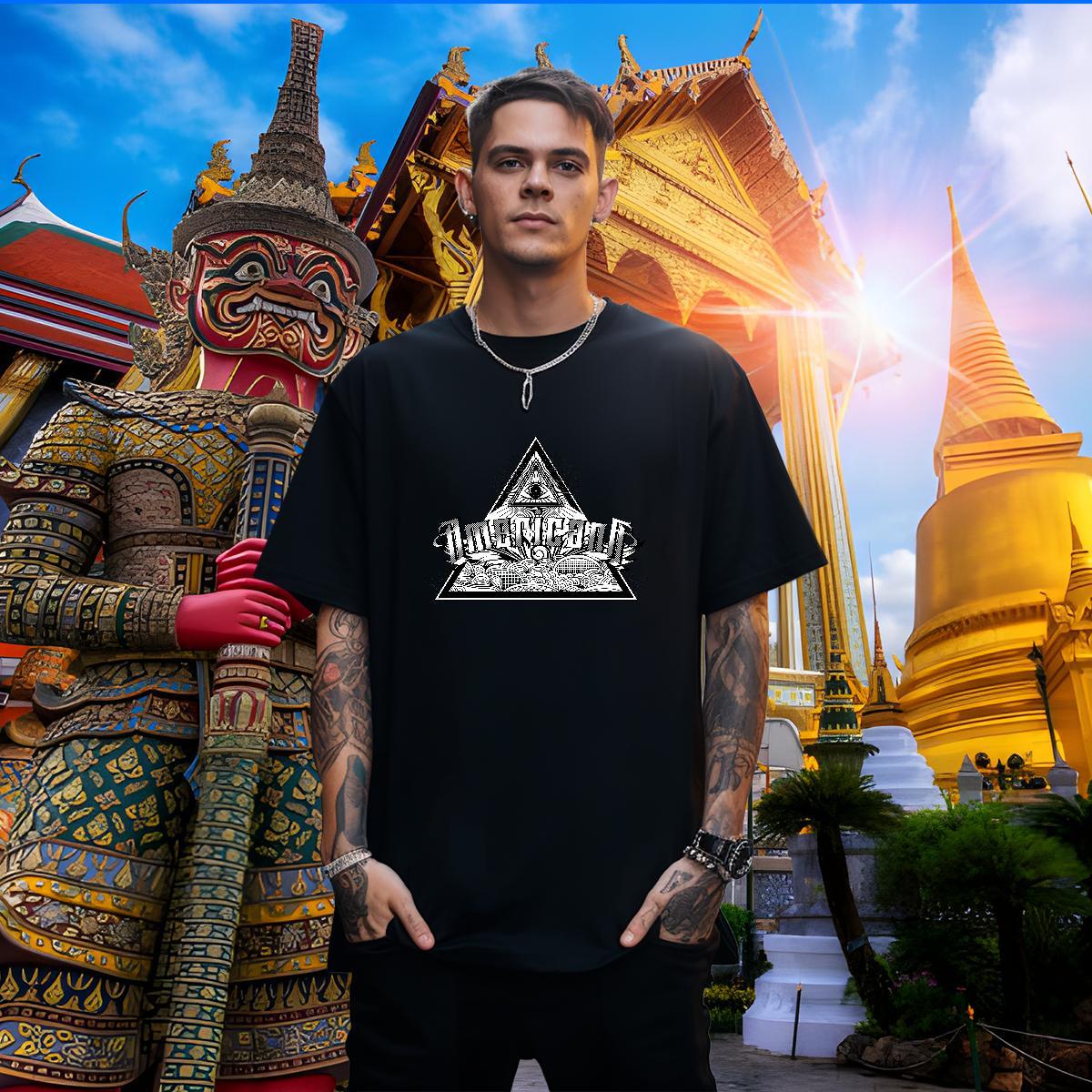 Fashion New Men T Shirts eye of the devil Tees Shirts 100% Cotton 230g Casual Loose Fit DIY Breathable Short Sleeve Mens Tshirts