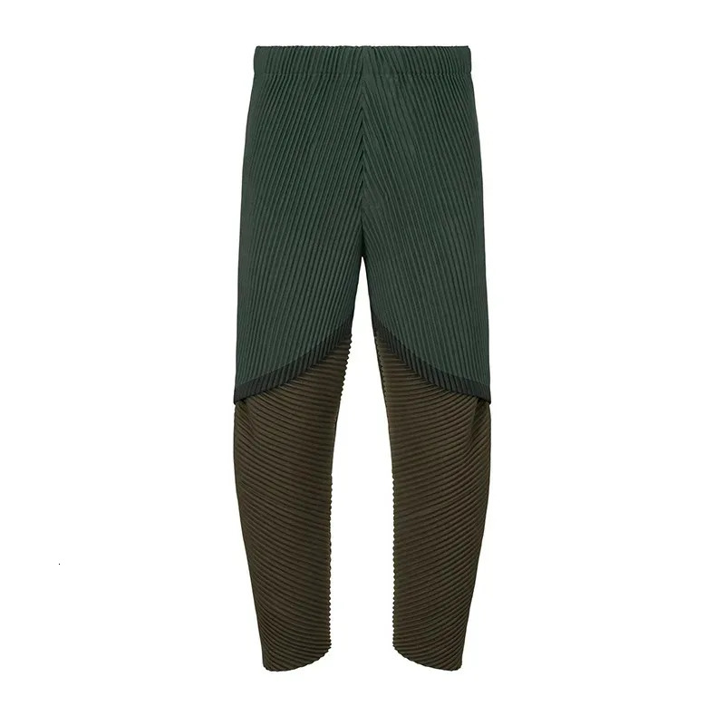 Miyake pleated autumn mens casual pants with high elasticity sporty and feet colorful crop Japanese streetwear 2023 240807 - view 7