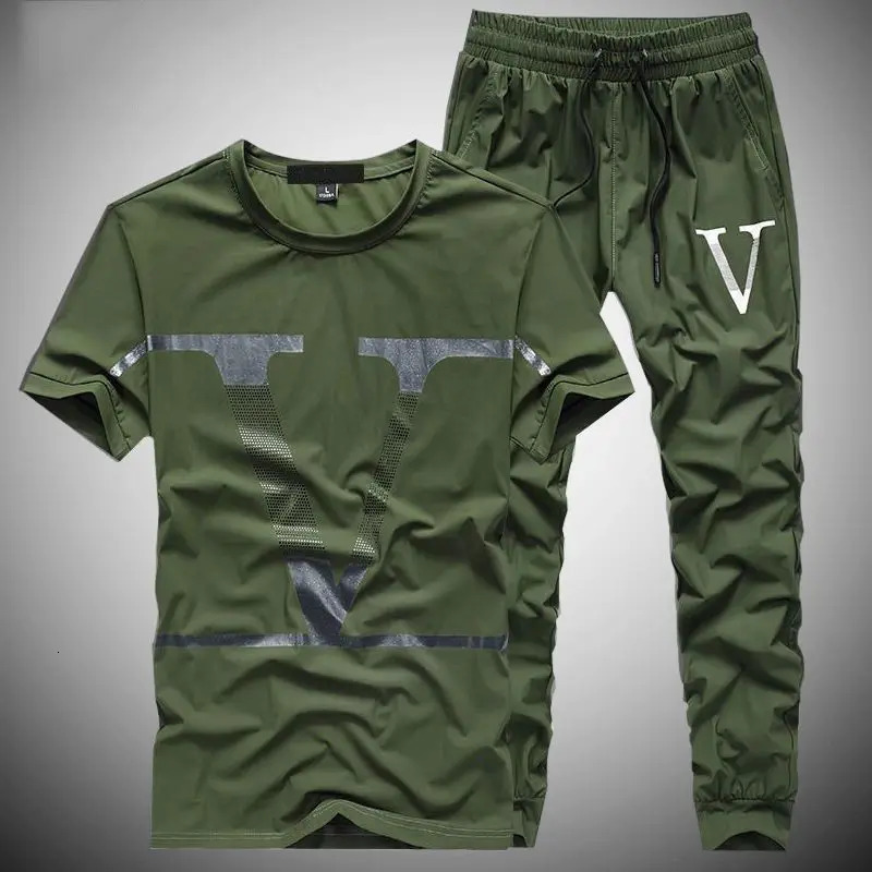 Sweatpants Smooth T-shirts Pants Suits For Men Nylon Workout Set Alphabet Tee Man Trousers Sets Fashion Offer Youthful Emo 240806