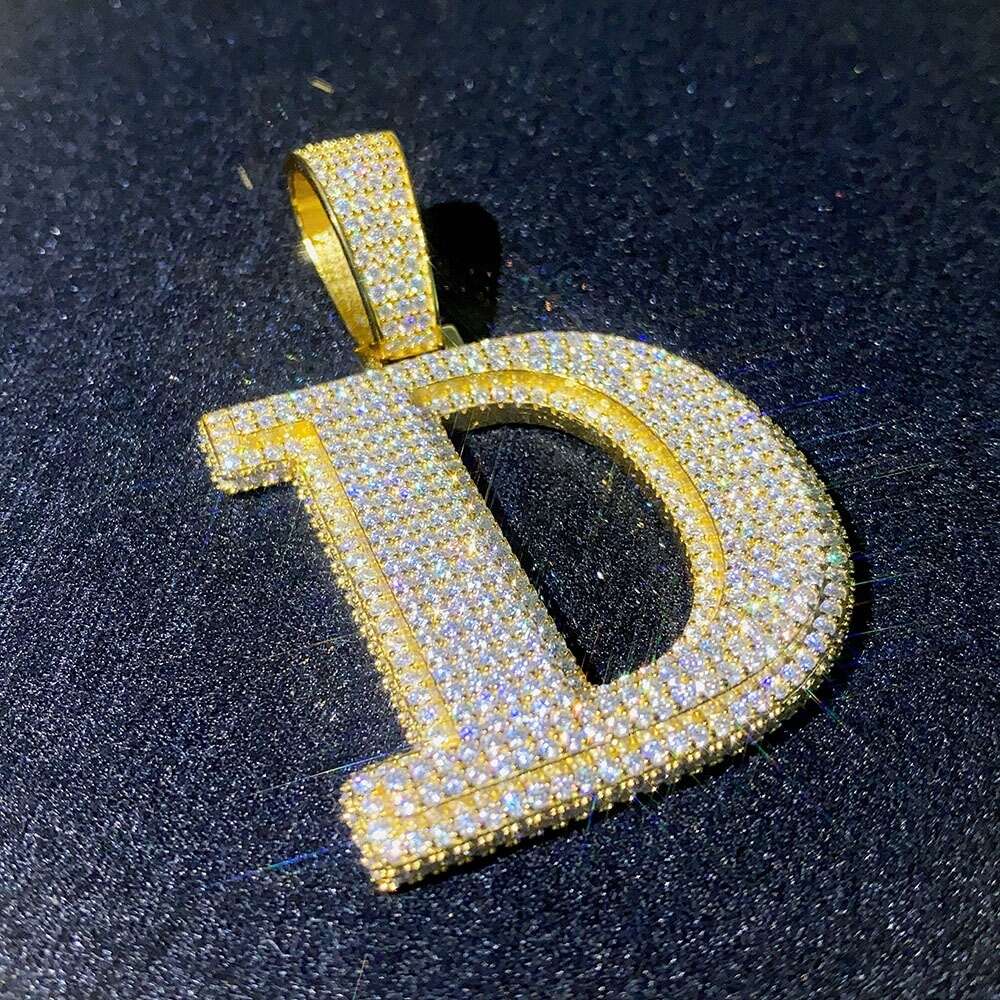 Gold S Sterg Sier vvs Moissanite Dia Initial Letter Custom Iced Out Pendant Hip Hop Jewelry