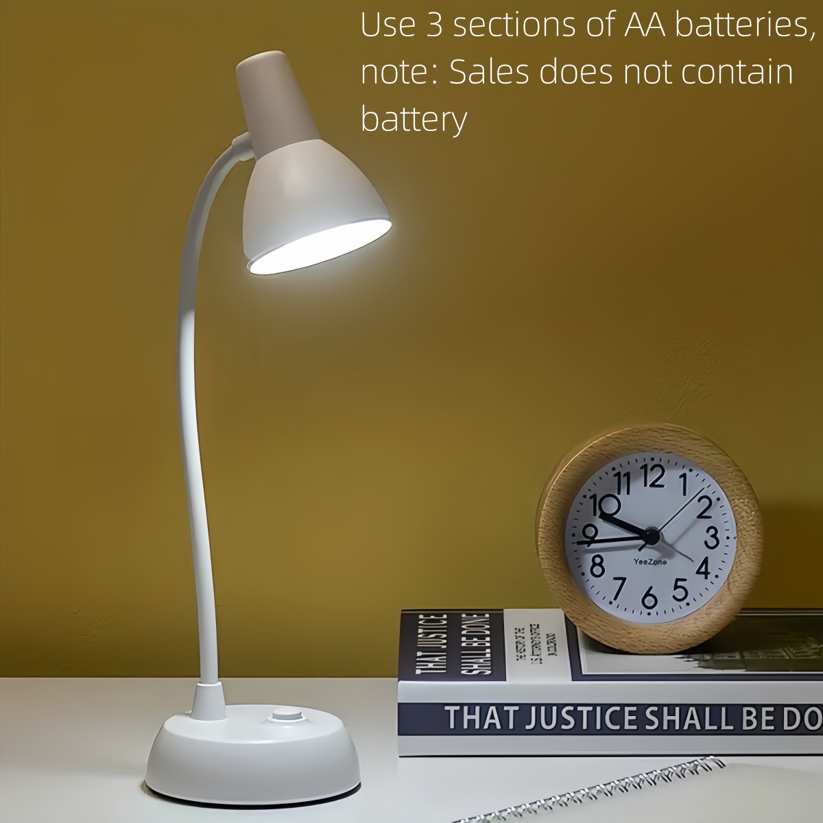 Portable Bedside Desk Lamp - Energy-Efficient LED Reading & Writing Lighting Solution for Study Areas (Requires 3AA Batteries)