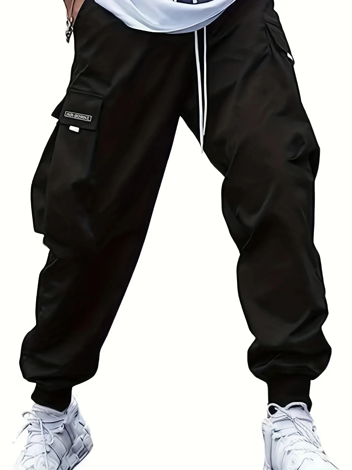 Plus Size Spring Summer Men Casual Cargo Pants Pockets Black Loose Out Door Elasticity Sports Oversize 48 50 52 240806