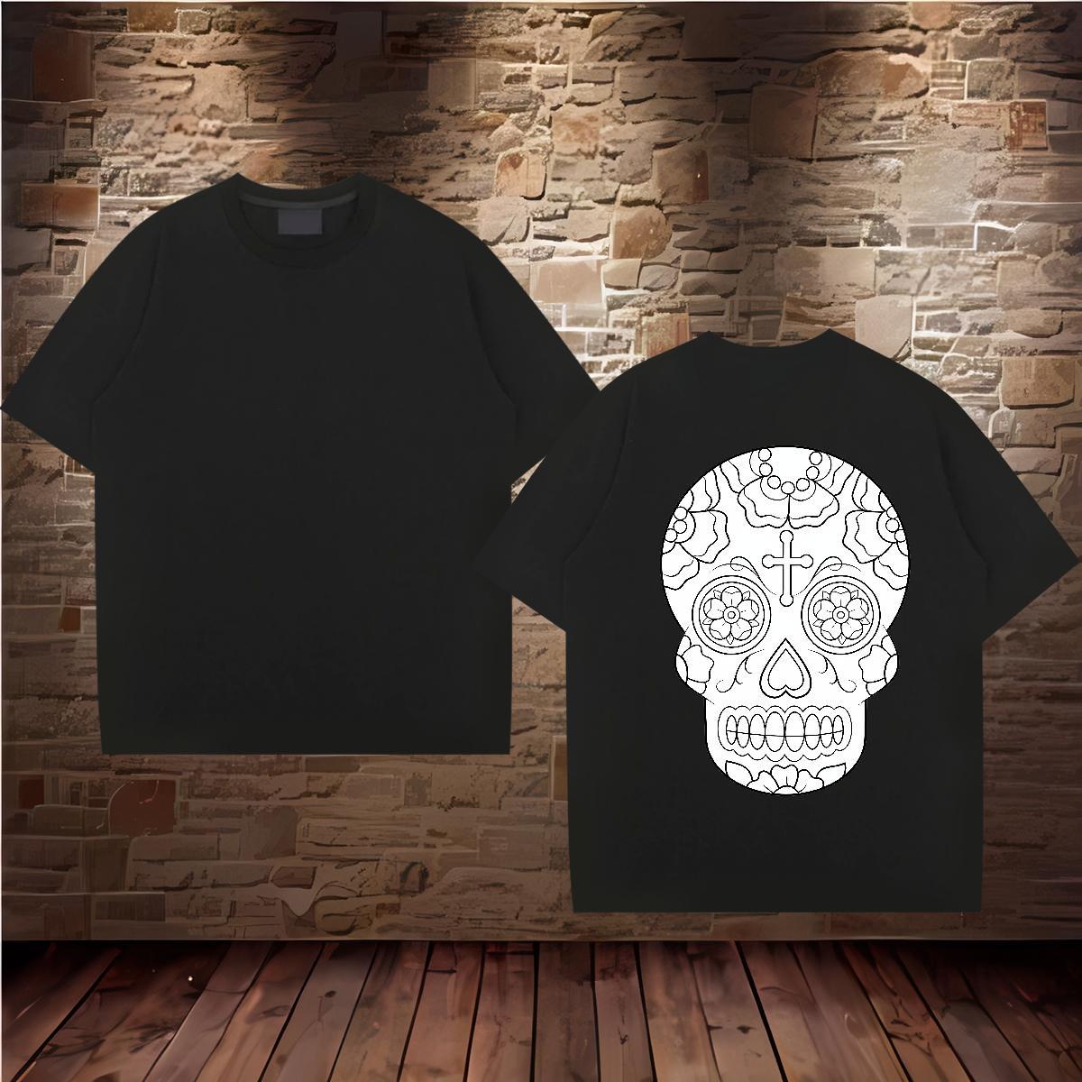New T shirt skull Clothes 230g Pure Cotton Daily Wear Free Shipping Oversized 4XL Breathable Short Sleeve Men Clothes T-Shirt