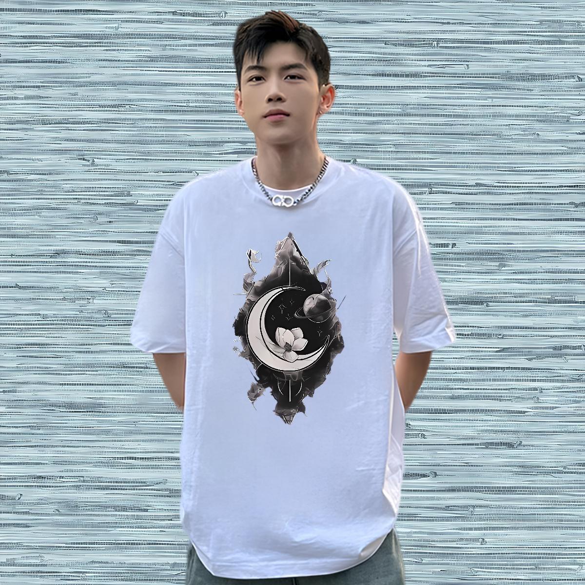 Wholesale T-Shirts for Men star Top Tees 100% Cotton 230g Street Wear Brand Floral Print Round Neck Short Sleeve Men Tshirts
