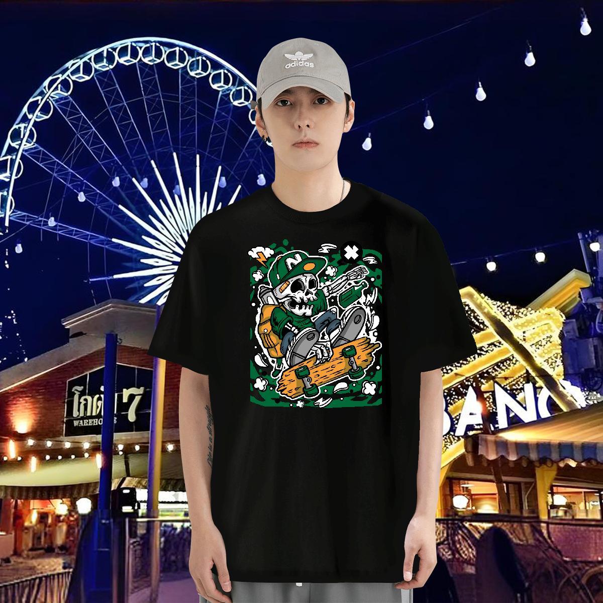 Fashion Design Mens T Shirts skateboarding Tee Shirt 230g Cotton Street Cool Design Custom Anime Breathable Short Sleeve Men Tees