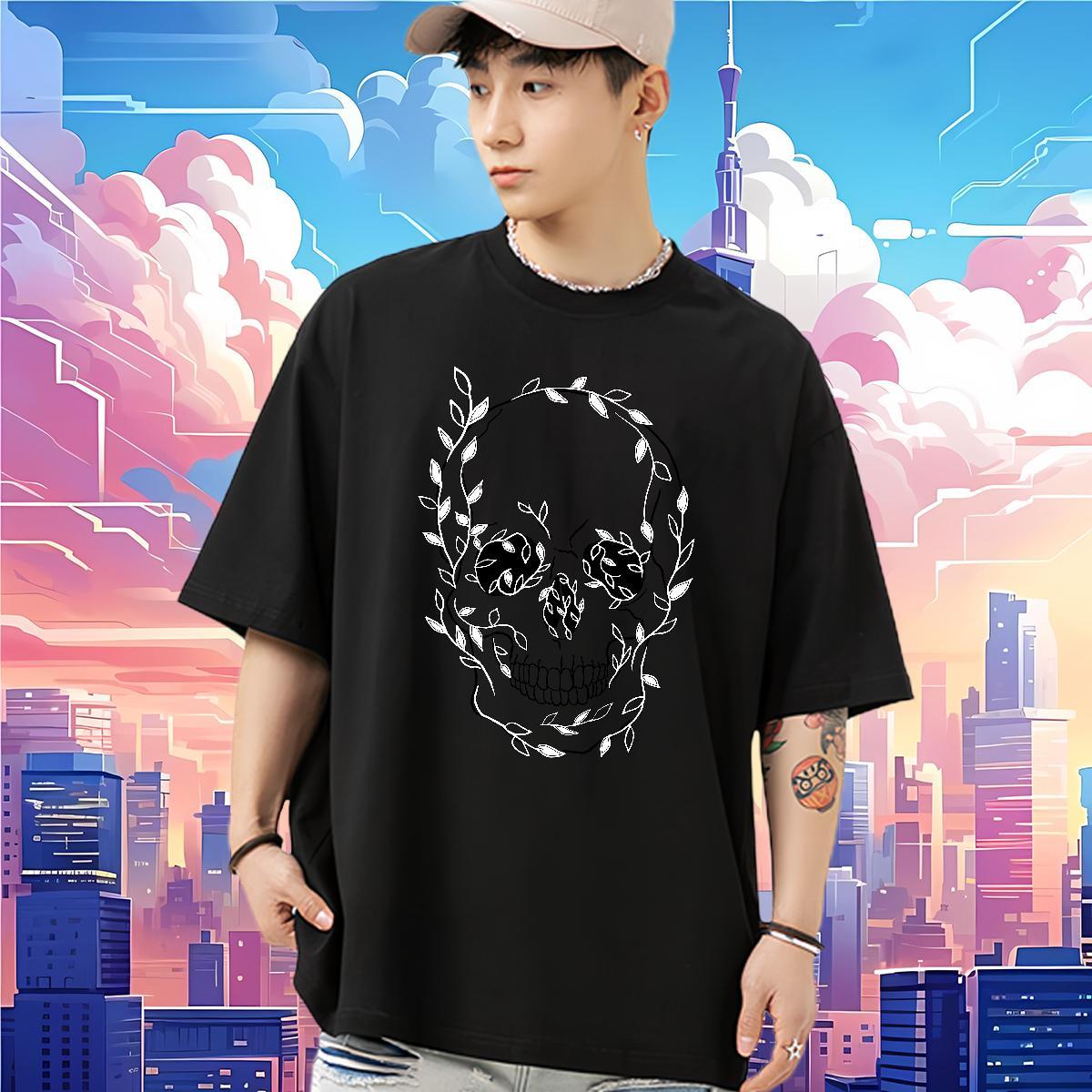 Designer Fashion T Shirt For Man skull Tops Shirt 100% Cotton 230g Beach Comfortable Anime Breathable Crew Neck Mens Tshirts