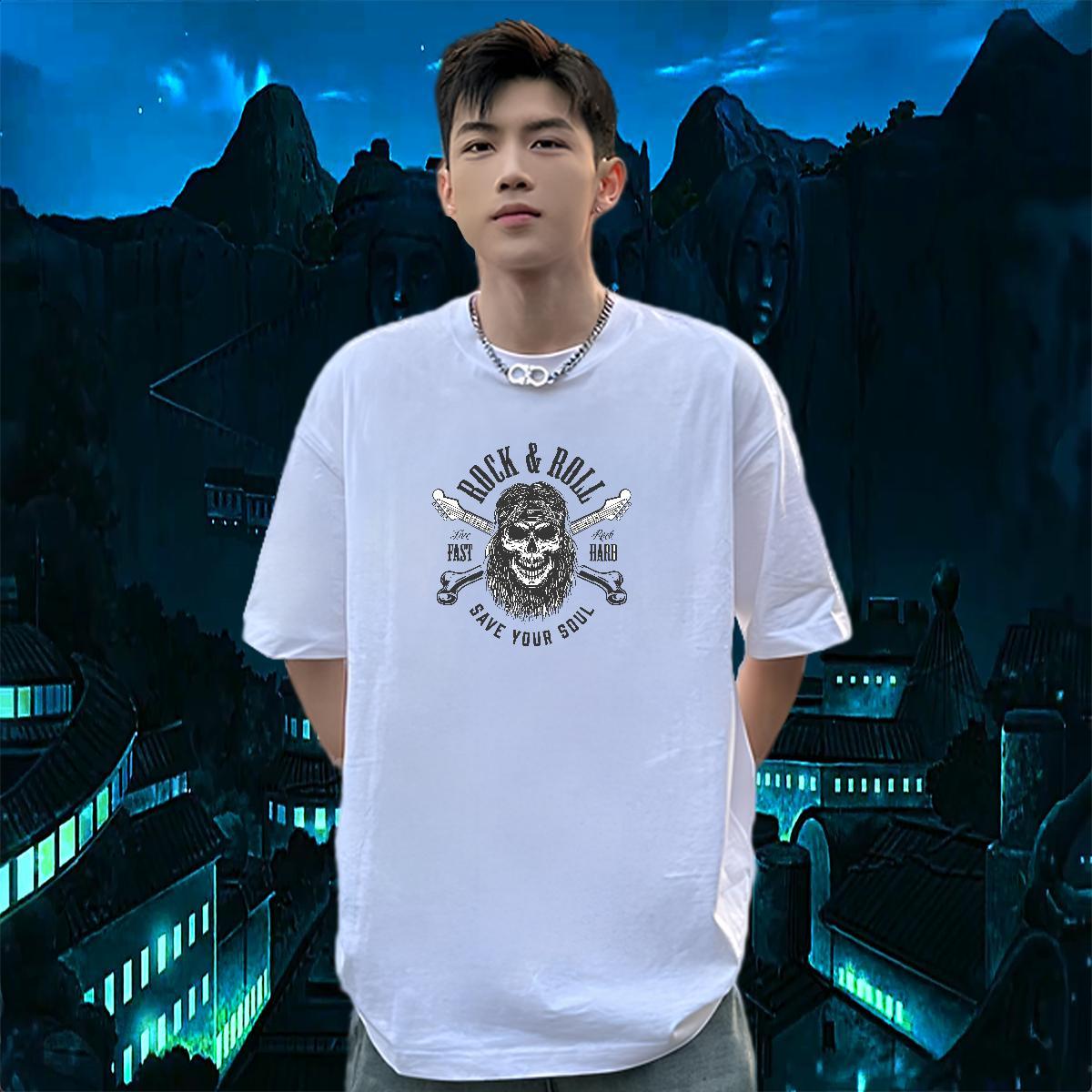2024 Designer Mens T Shirts skull Tops Tees 230g Cotton Street Classic Anime Print Round Neck Short Sleeve Couples T Shirts