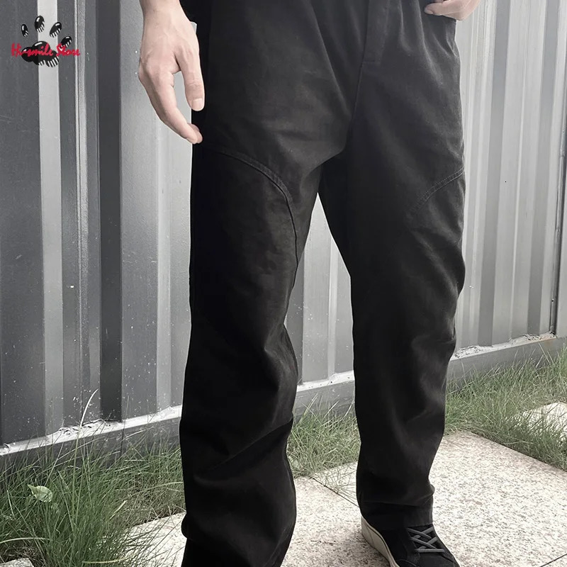 Casual Straight Pants Men Woman Heavy Duty Washed High Street Classic Allmatch Joggers Sweatpants Drawstring Splice Trousers 240806