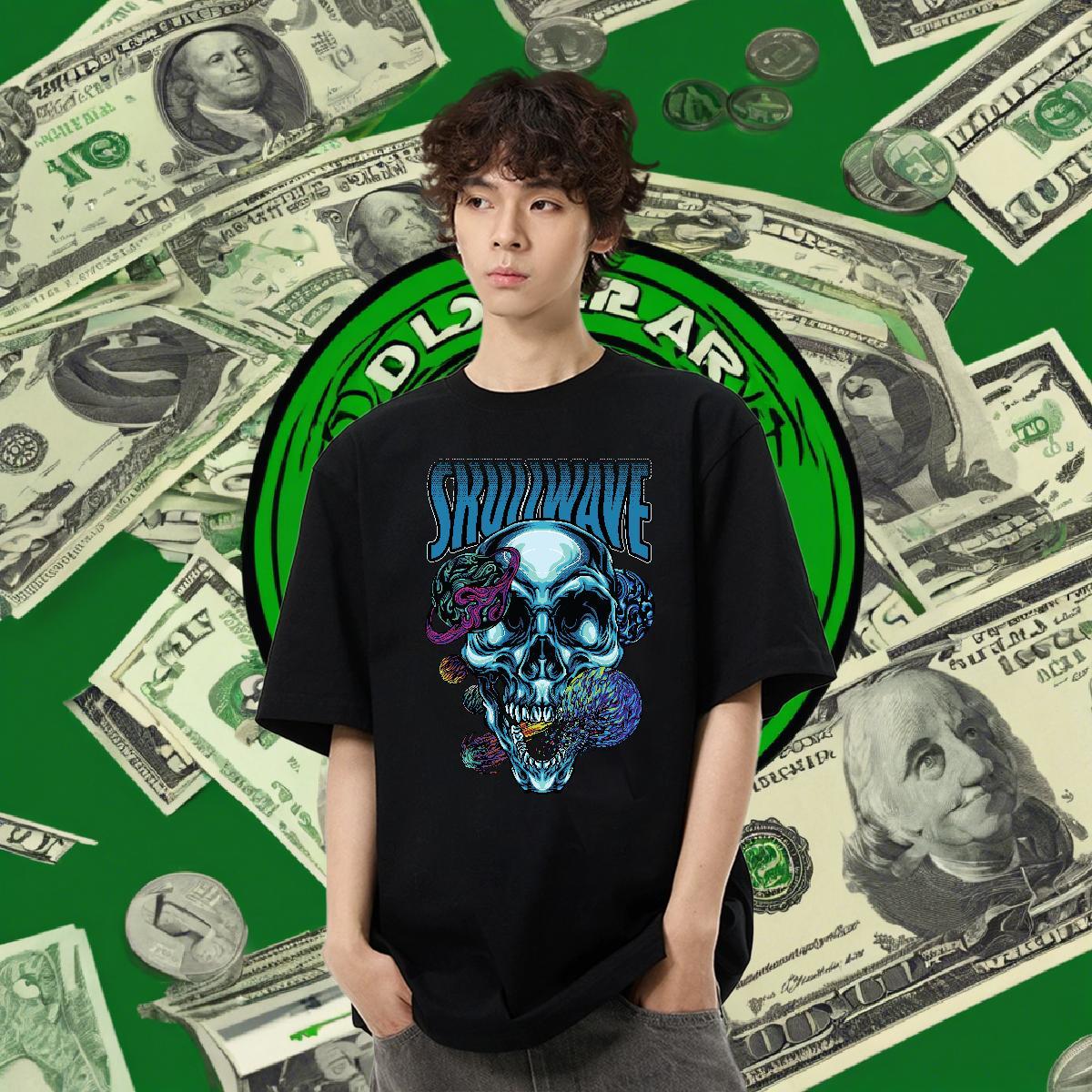 Fashion Designer Mens T Shirts skull Tops 230g Pure Cotton Casual Daily Wear TOP Quality Floral Print Round Neck Short Sleeve Men Tees