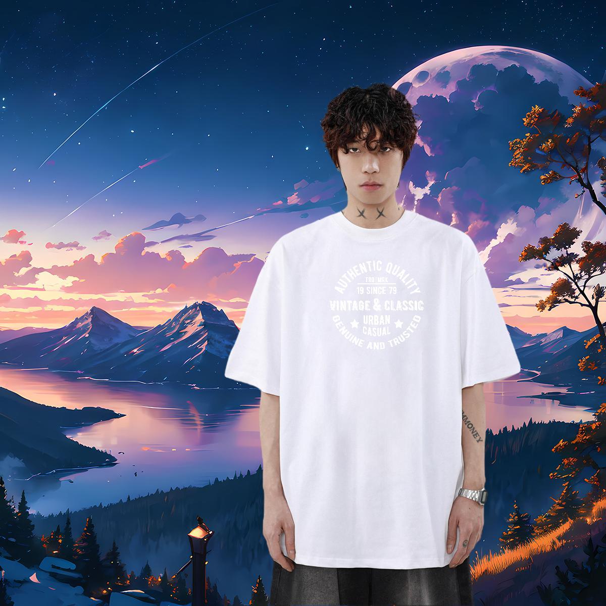 Casual New Men T Shirts letter Tshirts 230g 100% Cotton Daily Outfit Brand Anime Short Sleeve Soft Men Tees
