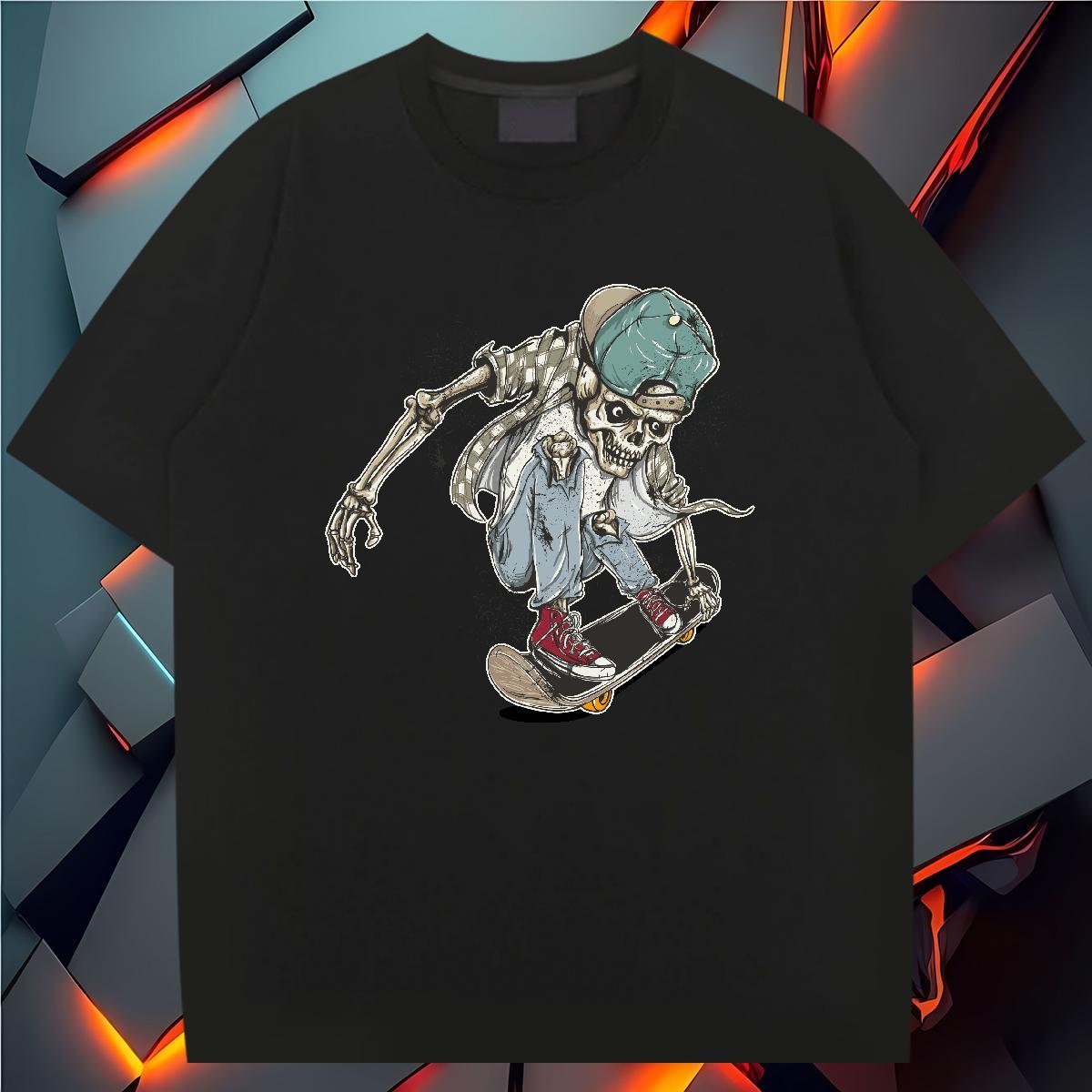 Free Shipping Men T Shirts skull Wear 230g 100% Cotton Outdoor Unisex Oversized 4XL O Neck Short Sleeves Couples T Shirts