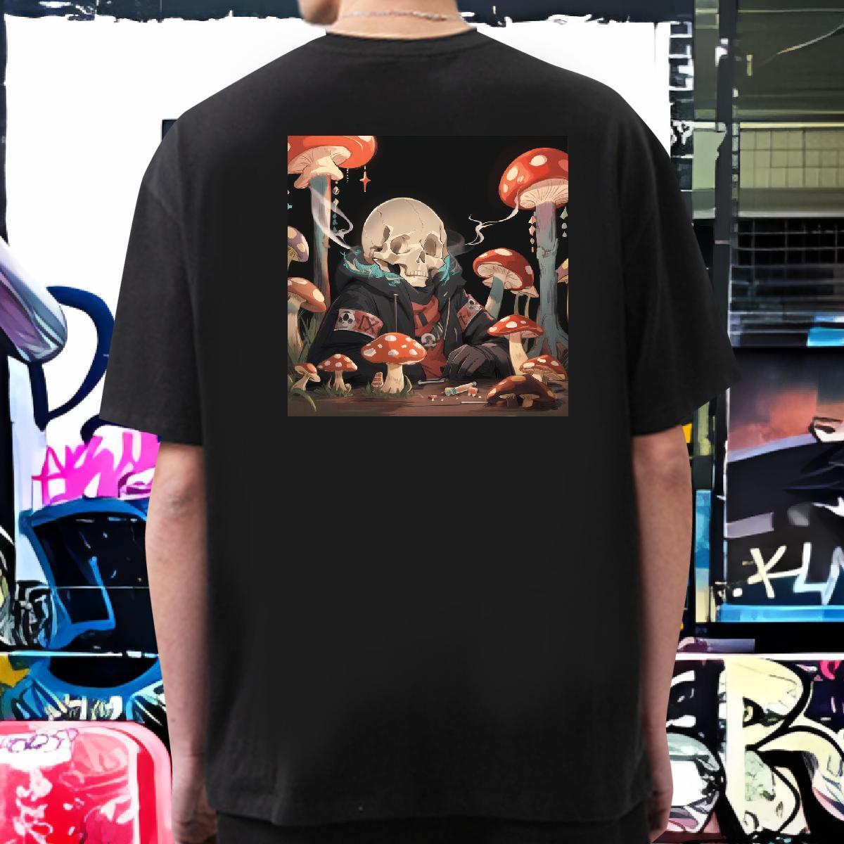 Wholesale T-Shirts skull Tops Shirt 230g Cotton Home Outdoor Classic Cartoon Print Short Sleeve O-Neck Men Tops Tees