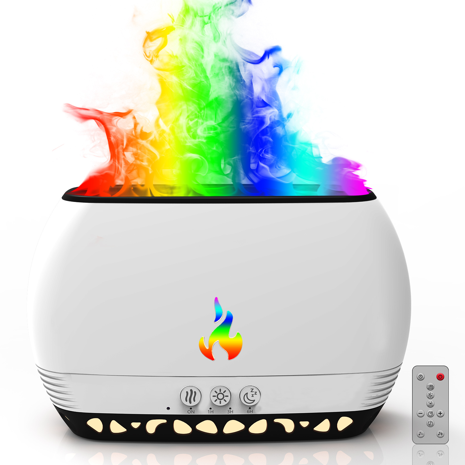 Flame Diffuser Humidifier, Upgraded Essential Oil Diffuser, Ultrasonic Aromatherapy with Multi-Brightness, Auto-off for Home/Office(Black/White)