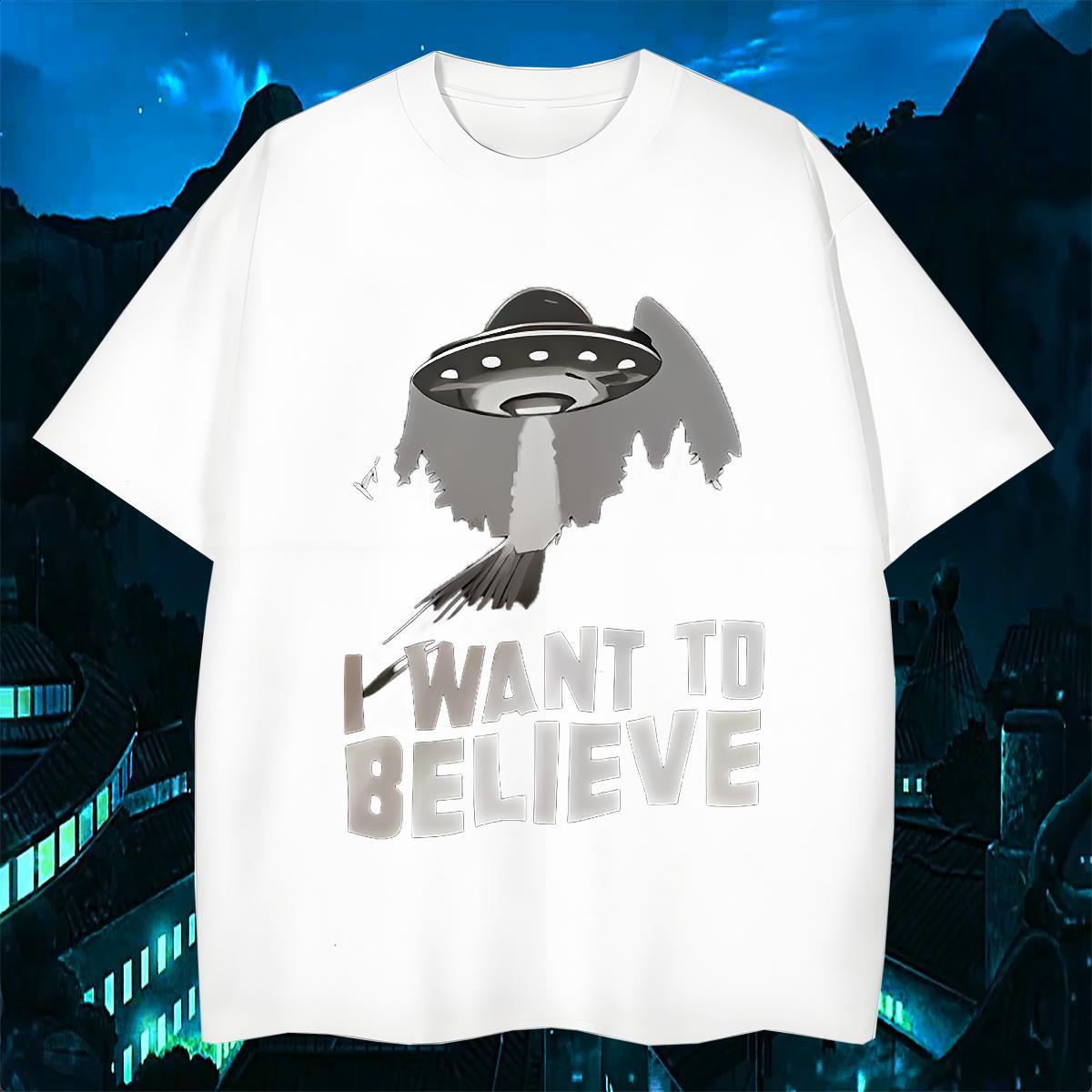 Fashion New Mens T Shirts UFO Clothings 230g Pure Cotton Casual Beach Loose Fit Custom Anime Round Neck Short Sleeve Tshirt for Man Woman