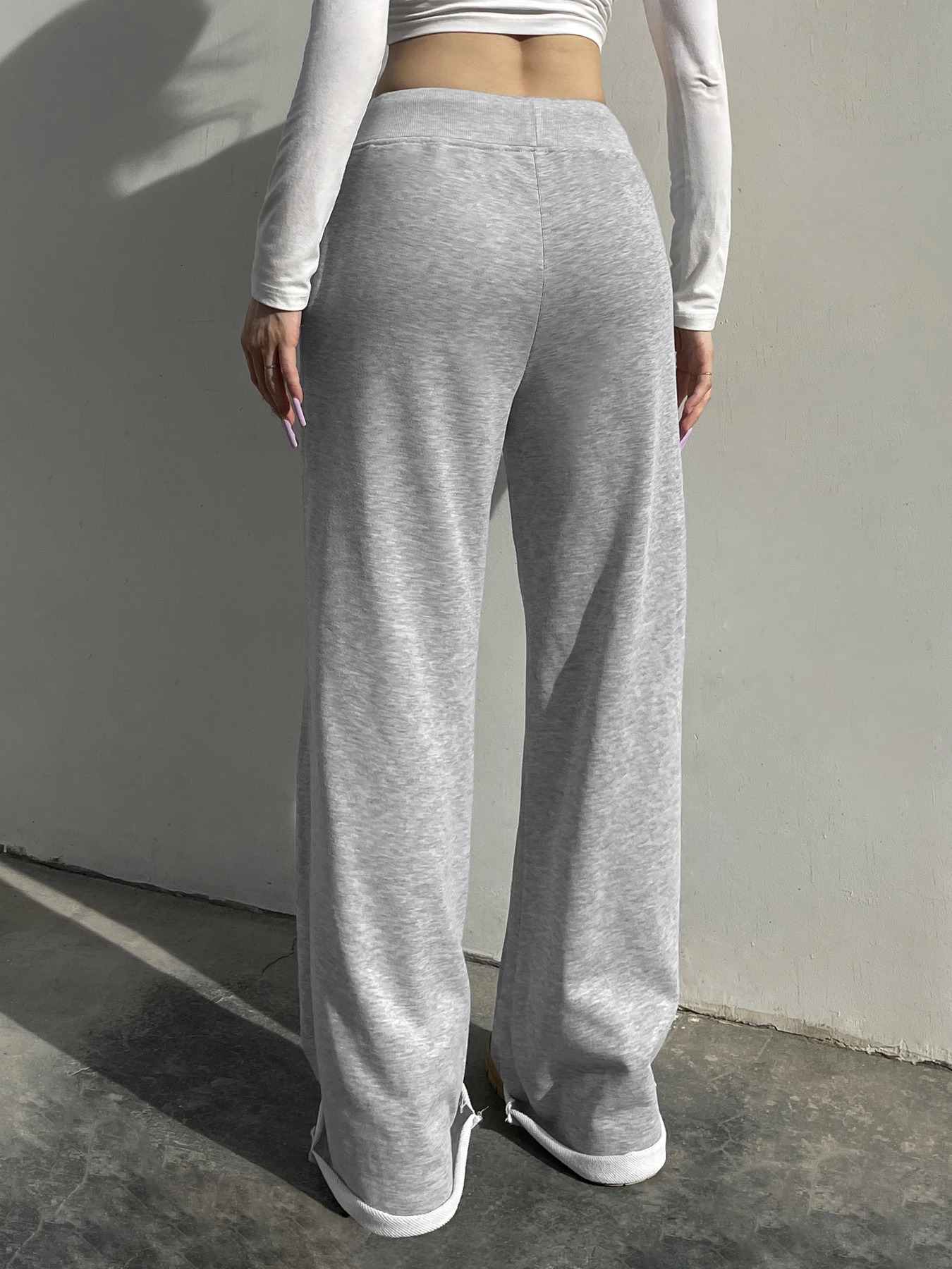 Rockmore Casual Gray Sweatpants Women Basic Straight Baggy Sport Pants Korean Y2k Streetwear Low Waist Trousers Daily Clothes Z260312