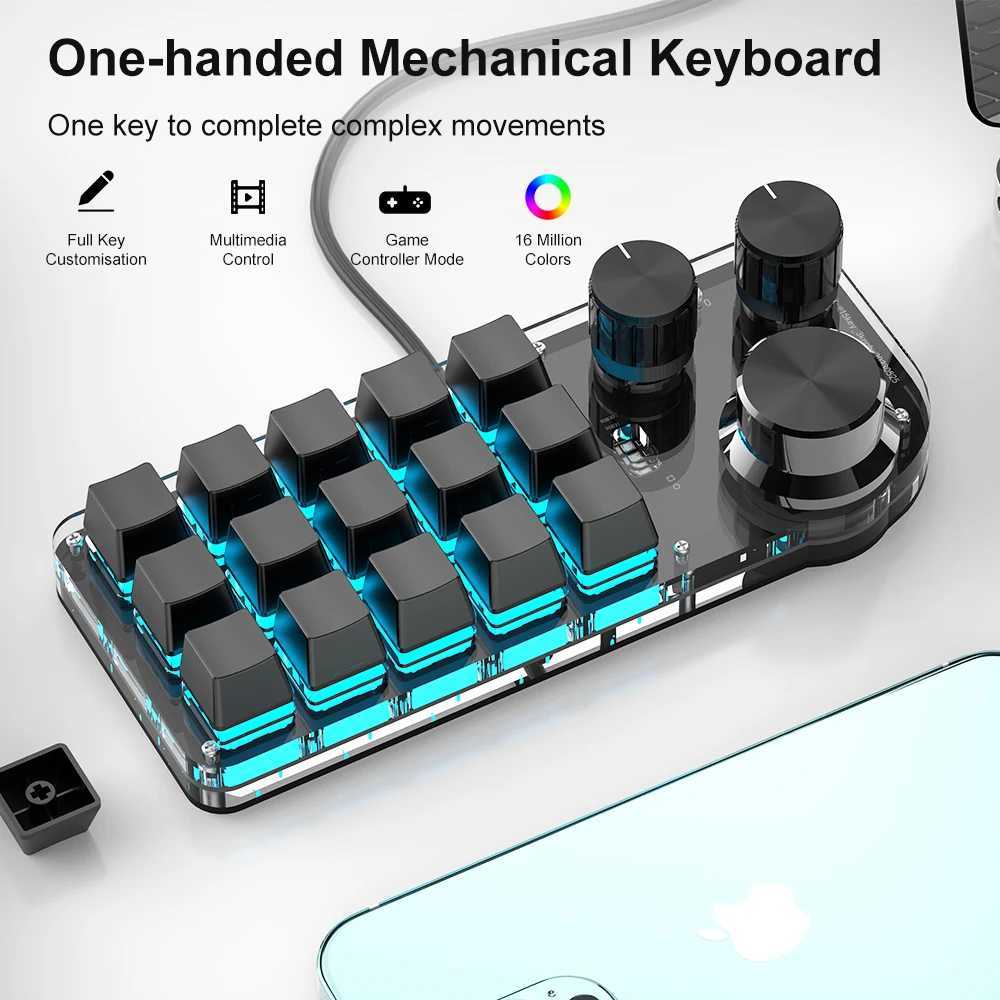 15 Key 3 Knob Programming Custom Macro Keyboard RGB Mechanical Keyboard For Mechanical Hotswap Macropad Photoshop Gaming KeypadM240715