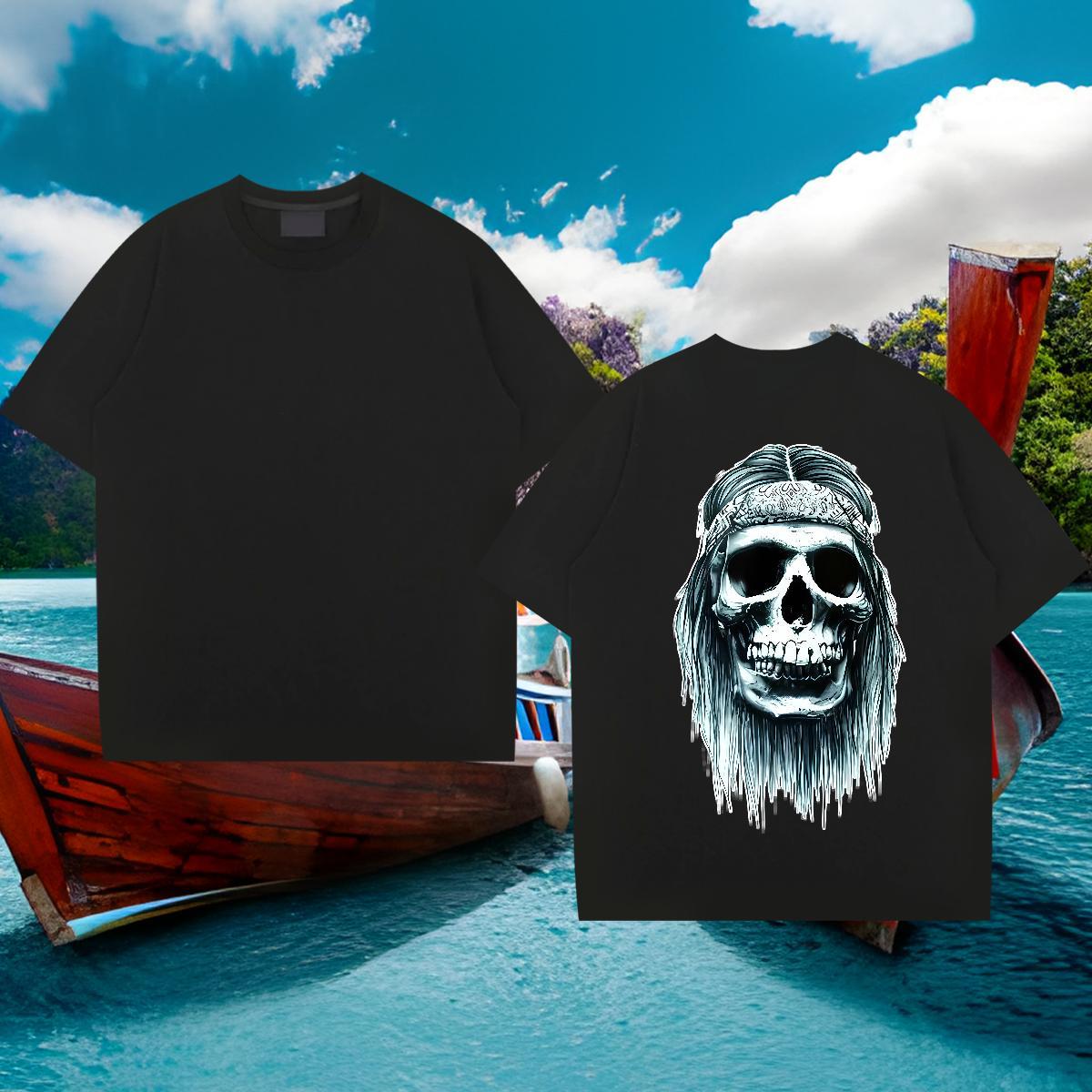 Brand T-Shirts for Men skull Tees 230g Pure Cotton Sports Casual Soft Anime Short Sleeve Soft Men Tops Tees