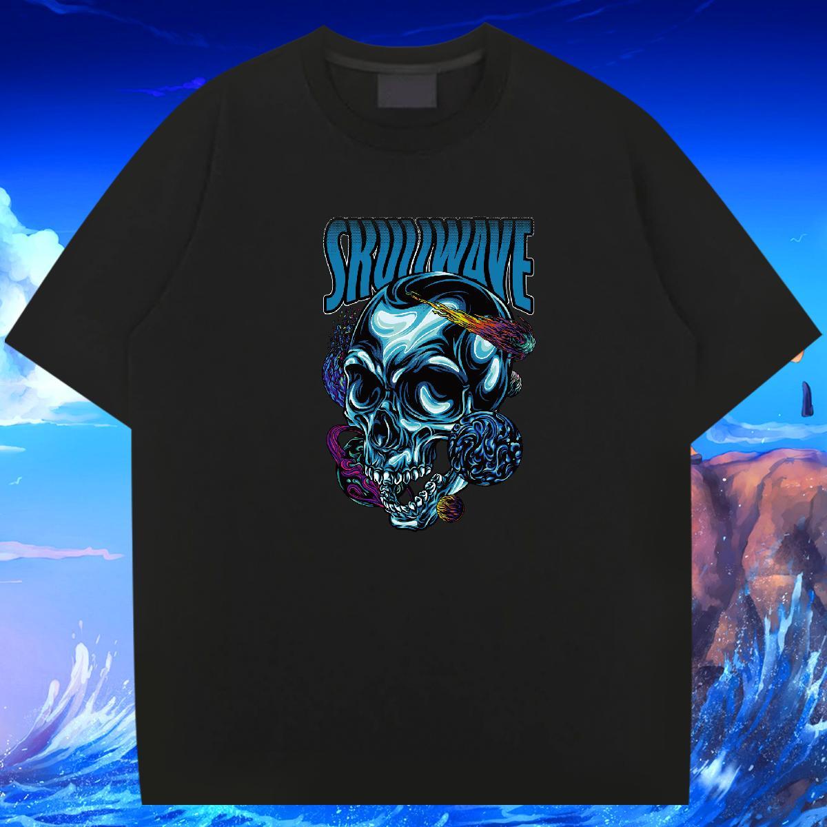 Fashion T Shirts Men skull Top Tees 230g Cotton Hip Hop Soft Oversized 4XL Breathable Crew Neck Couples T Shirts